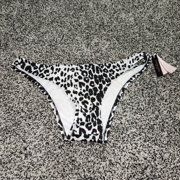 Victoria's Secret Swim Cheeky Bikini Bottom Size‎ XL Black White Leopard Cheetah - Picture 1 of 9